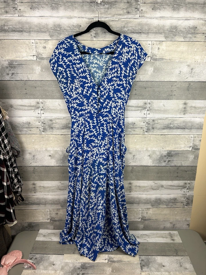 Joni Blair VTG Women’s Short Sleeve V Neck Long Dress With Front Pockets Boho - Image 1 of 4