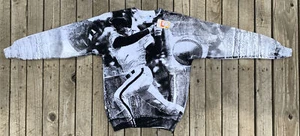 Vintage 1980er AOP Sweatshirt Baseball MBL schwarz weiß Foto Deadstock S/M Spieltag - Bild 1 von 7