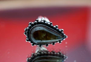 Vintage Sterling Silver 925 Ring Brown Big Natural Stone 11.38g Size N1/2 - Picture 1 of 9