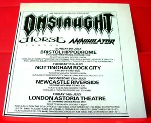 More details for onslaught/horse london/annihilator uk tour orig 1989 press/mag advert 4.5&quot;x 4.5&quot;