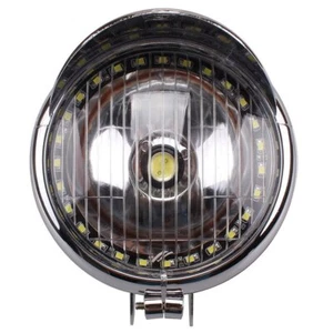 Retro LED Motorcycle Motorbike Headlight Spot HeadLamp Chrome for Choppers Honda - Picture 1 of 9