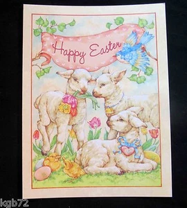 Leanin Tree Easter Greeting Card Flowers Lamb Duck Bird Multi Color E29 - Picture 1 of 2