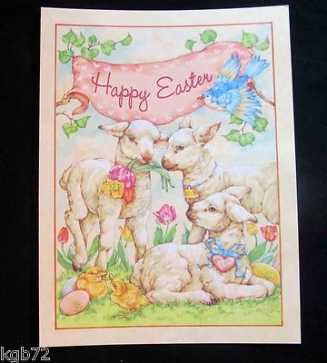 Leanin Tree Easter Greeting Card Flowers Lamb Duck Bird Multi Color E29 - Image 1 of 2