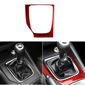 Red Carbon Fiber Manual MT Gear Shift Panel Cover Trim For Mazda 3 Axela 2017-18 - Picture 1 of 18