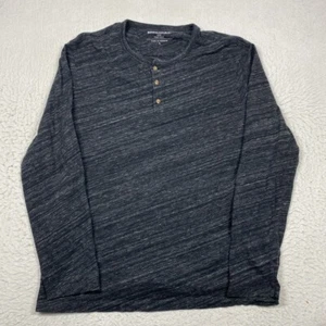 Banana Republic Shirt Henley Mens Large Black Striped Long Sleeve - Picture 1 of 9