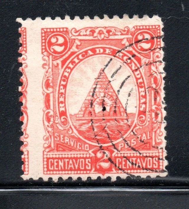HONDURAS, ESCUDO NACIONAL, VARIEDAD MUY PERFORACIÓN DESPLAZADA, ERROR (JUN344) Foto 1 de 1