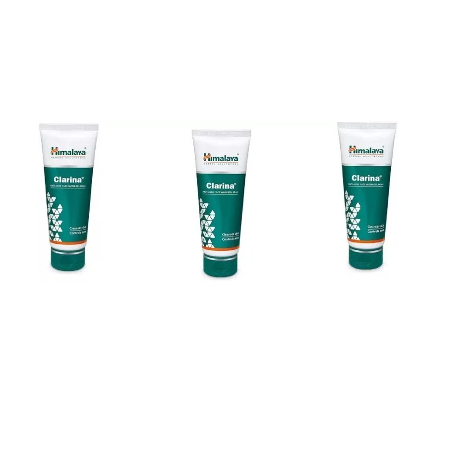 3 X Himalaya Herbals CLARINA ANTI ACNE FACE WASH GEL 60 ml each FREE SHIP - Image 1 of 1