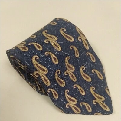 Corbata Woodward 100 % seda azul dorado cachemir hecha en EE. UU. Foto 1 de 4