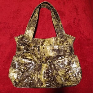 Women's Baggu Crescent Bag Puzzle Pattern Green 12 X9 X4 Green/Brown  - Picture 1 of 14