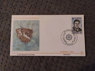 FRENCH FIRST DAY COVER 01 1985 EUROPA BUTTERFLIES - GREAT BANDED GREYLING - Image 1 of 2