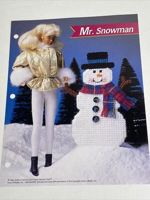 Mr Snowman Annie's Fashion Doll Plastic Canvas Pattern Card - Image 1 of 4