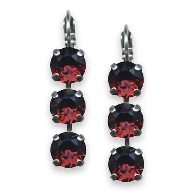 Earrings by Mariana Woman Elegant Burgundy Swarovski Crystals - Image 1 of 4