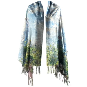 Elegante Frau mit Sonnenschirm Impressionistisch inspirierter Schal - luxuriöser Kunstdruck - Bild 1 von 7