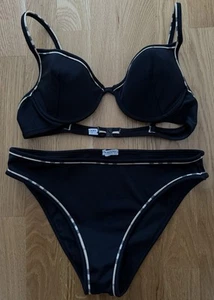 Burberry Women's Black Nova Check Two-Piece Bikini Swimsuit Size L - Picture 1 of 22