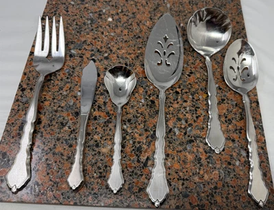 Oneida Community Satinique Stainless Serving Casserole Slotted Pie Butter Spoon - Image 1 of 4