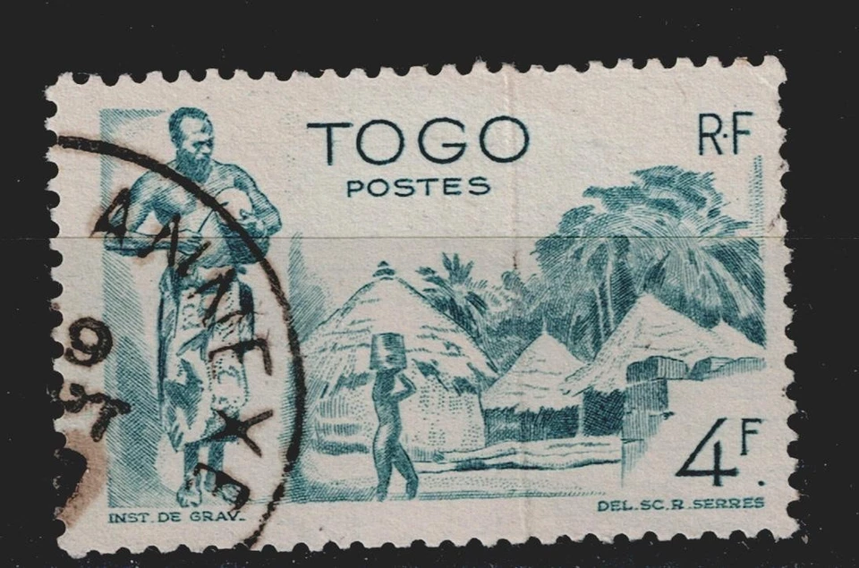 Togo Culture Ethnicities colonial African Village scene stamp 1968 A-19 - Image 1 of 1