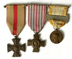 Französische Medaillengruppe an einen Freiwilligenkämpfer 1. Weltkrieg - Bild 1 von 2