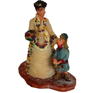Lemax Pueblo de Navidad Estatuilla Victoriana Dama Niña Estatuilla Flores Diorama - Imagen 1 de 7