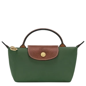 Borsa Longchamp Le Pliage verde piccola manico superiore nylon pelle rara autentica - Foto 1 di 14