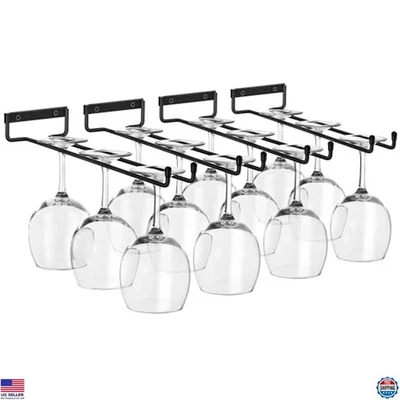 Estante para copas de vino montado en la pared - Tiene capacidad para 16 copas de vajilla - Paquete de 4 de almacenamiento Foto 1 de 4