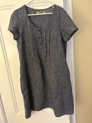Vestido de lino FLAX para mujer talla pequeña manga corta bolsillos Lagenlook Resort informal Foto 1 de 4