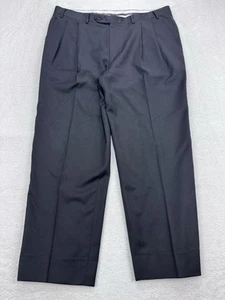 Canali Tessuto Dress Pants Mens 37 Black Pleated 100% Wool Made in Italy - Picture 1 of 9