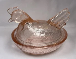 Vintage Hansen Light Pink Hen On Nest Covered Candy Trinket Dish 4x4.5” - Picture 1 of 24