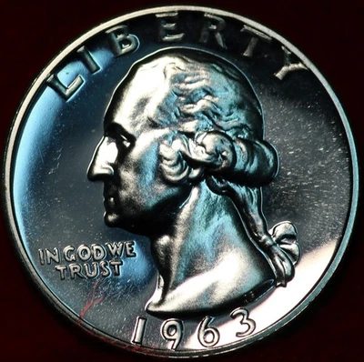 Uncirculated Proof 1963 Philadelphia Mint Silver Washington Quarter - Image 1 of 2