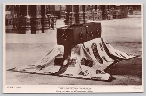 Der unbekannte Krieger Westminster Abbey Staatsbegräbnis W und K London RPPC Postkarte - Bild 1 von 2