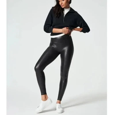 Spanx FAB! 2437P  Black Ankle Faux Leather Leggings in Black  Plus 2X - Image 1 of 4