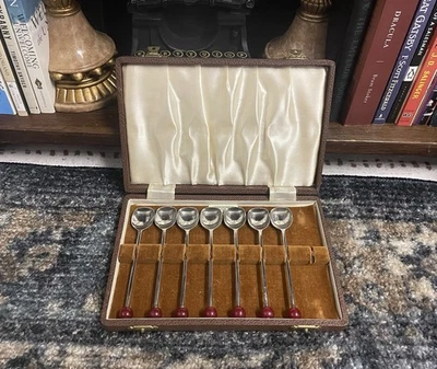 Antique Set of Abercrombie & Fitch Silver Plate Muddler Spoons, Original Case - Image 1 of 4