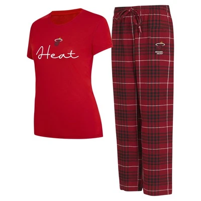 Women's Concepts Sport  Red/Black Miami Heat Vector Top & Flannel Pants Sleep - Image 1 of 3