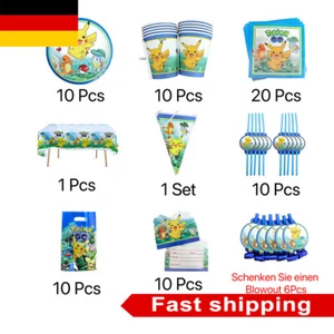 Pokemon Pikachu Kinder Geburtstag Party Geschirr Set Teller Becher Party Deko - Bild 1 von 12