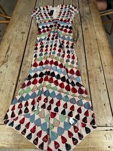 NEW! Stunning CACHAREL Pure Silk Pale Pink & Multi Coloured Heart DRESS 36 UK 8 - Picture 1 of 6