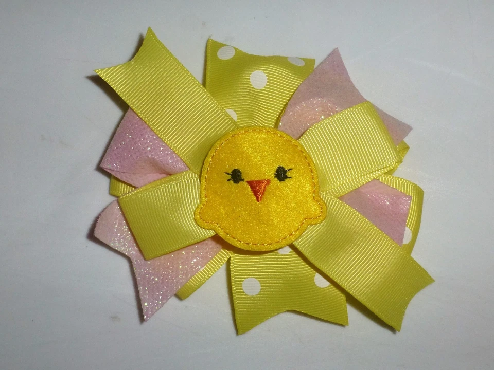 NUEVO Conejito de Pascua Conejo Pollito Huevo Niñas 5 Pulgadas Clip de Moño de Pelo Foto 1 de 1