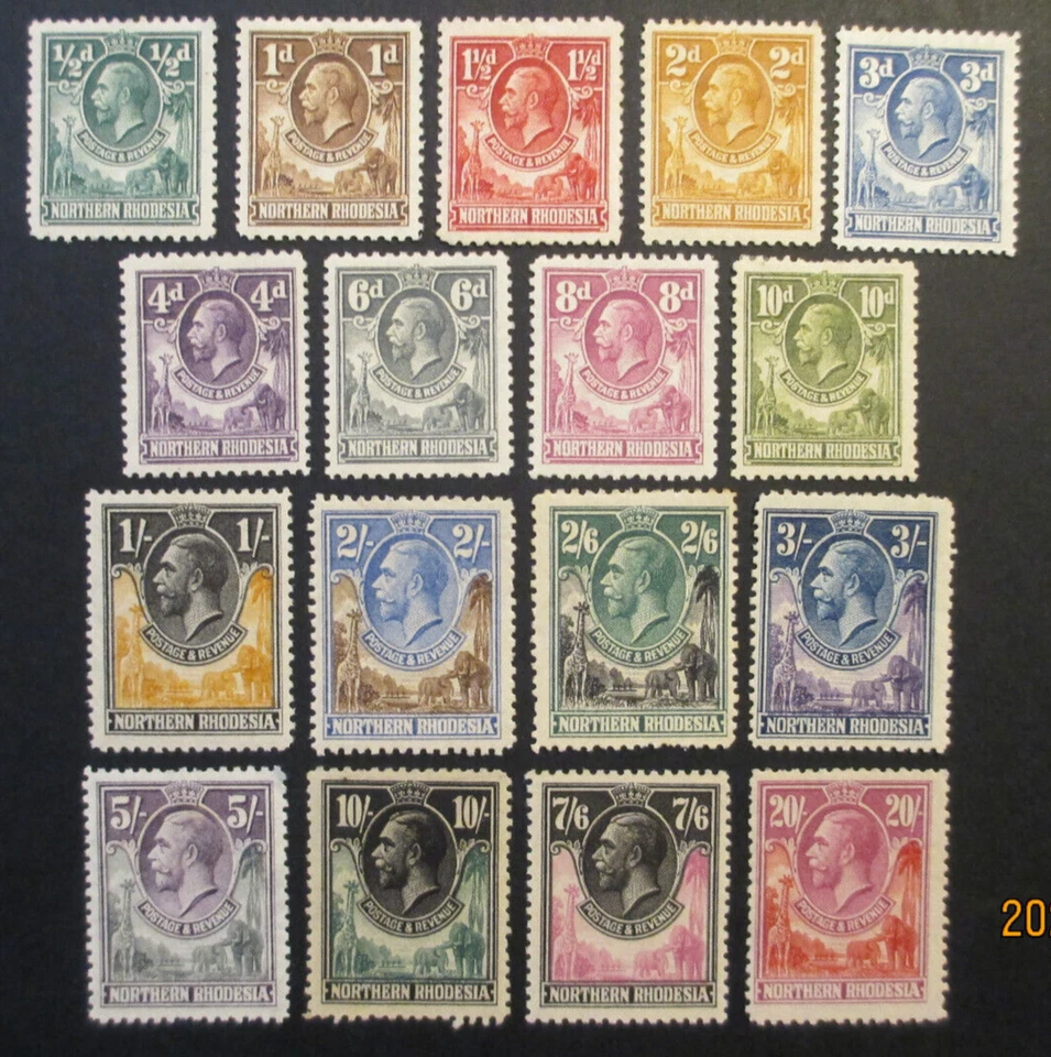 Northern Rhodesia - KGV Definitives Issued: 1 April 1925 - 29 - SG1-17 ~ MH - Image 1 of 3