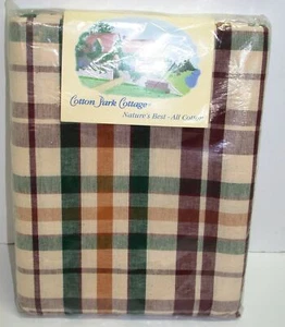 Cotton Park Cottage Tablecloth ~ Concord Plaid Burgundy ~ 60" x 84" Oval NEW - Picture 1 of 2