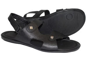 Giovanni Conti 531-01 Italian mens black sandals - Picture 1 of 3