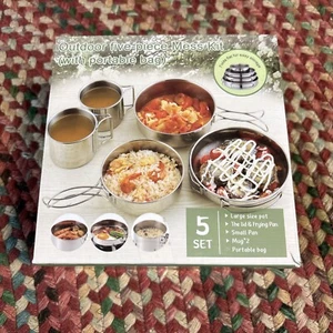 5 Piece Mess Kit Stainless Steel Backpacking Camping Cookware Outdoor BRAND NEW - Picture 1 of 6