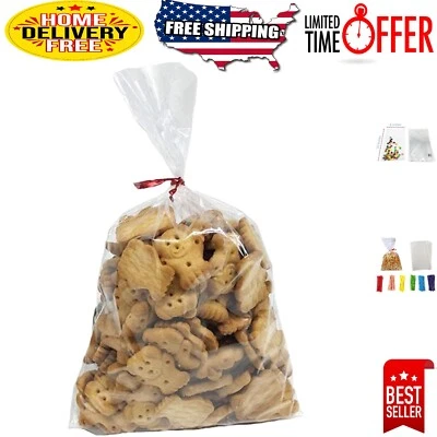 Versátiles bolsas de celofán transparente de 100 unidades - perfectas para galletas y bocadillos Foto 1 de 4