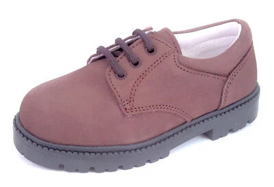 DE OSU/FARO -Spain-Boys Brown Leather Bucks Dress School Shoes -European-Sz 7-10 - Image 1 of 4