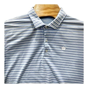 Johnnie-O Polo Golf Uomo 2XL XXL Blu Righe Performance Casual Preppy - Foto 1 di 7