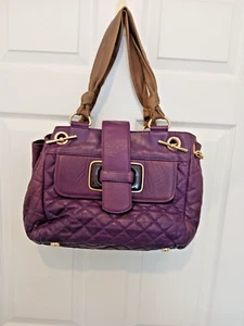 Jaeger 125 Large Regent Quilted Bag Purple Leather Shoulder Gold Hardware - Picture 1 of 14