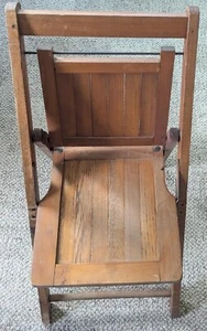 1950 Vintage Antique Child's Wood Slat Wooden Folding Sunday School Chair #3 - Picture 1 of 4