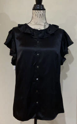 Ralph Lauren Rugby Silk Womens Ruffle  Blouse Sz 12 - Image 1 of 4
