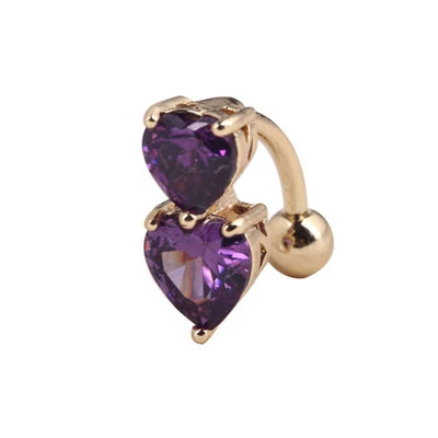 Двойное сердце из нержавеющей стали пупок пупок ногтей кольцо пирсинг ювелирных изделий - Изображение 1 из 4