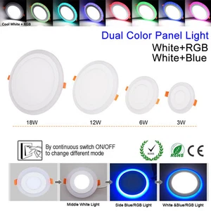 Ultraslim 6 W 9 W 18 W 24 W Rund Verdeckt Dual Color LED Panel Licht AC100-265V - Bild 1 von 10
