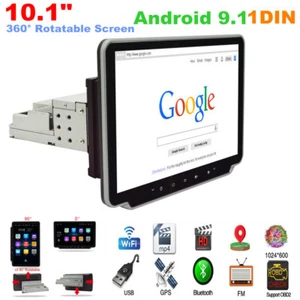10.1" 360° Rotatable Screen 1DIN Android 9.1 Car Multimedia Radio GPS Navigation - Picture 1 of 12