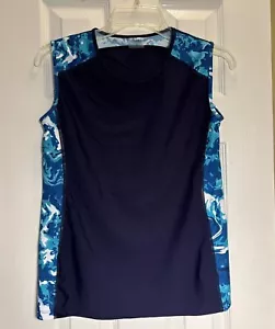 Calypsa By Modli Womens Med Swim Shirt Sleeveless Blue Closed Back - Picture 1 of 8