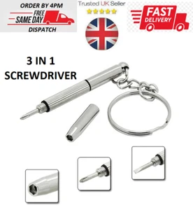 3in1 Multifunktionaler Schraubendreher Schlüsselanhänger Schlüsselring Reparaturbrille Uhr Handy - Bild 1 von 12